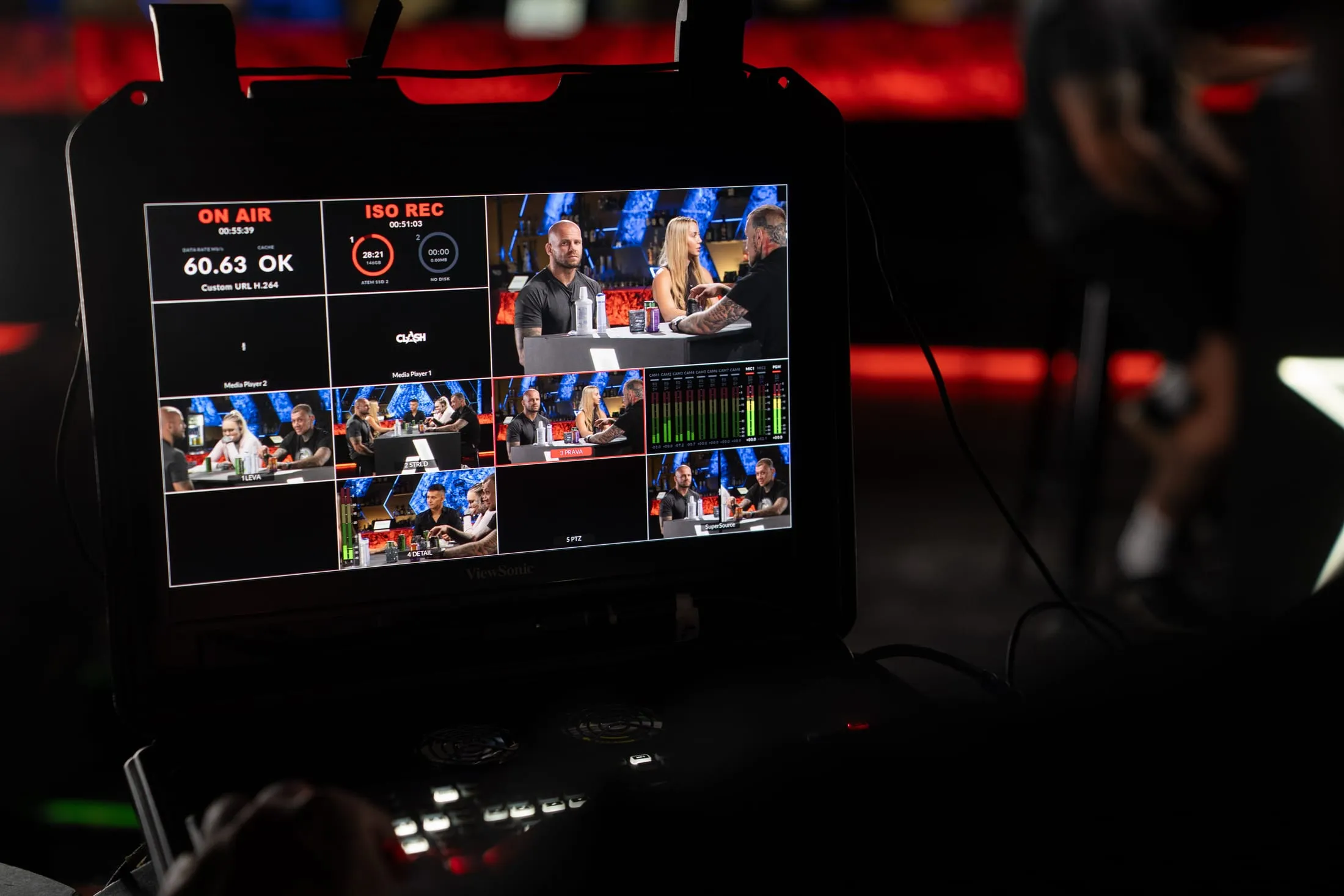 Multiview s indikáciou ON AIR a bežiacim paralelným záznamom