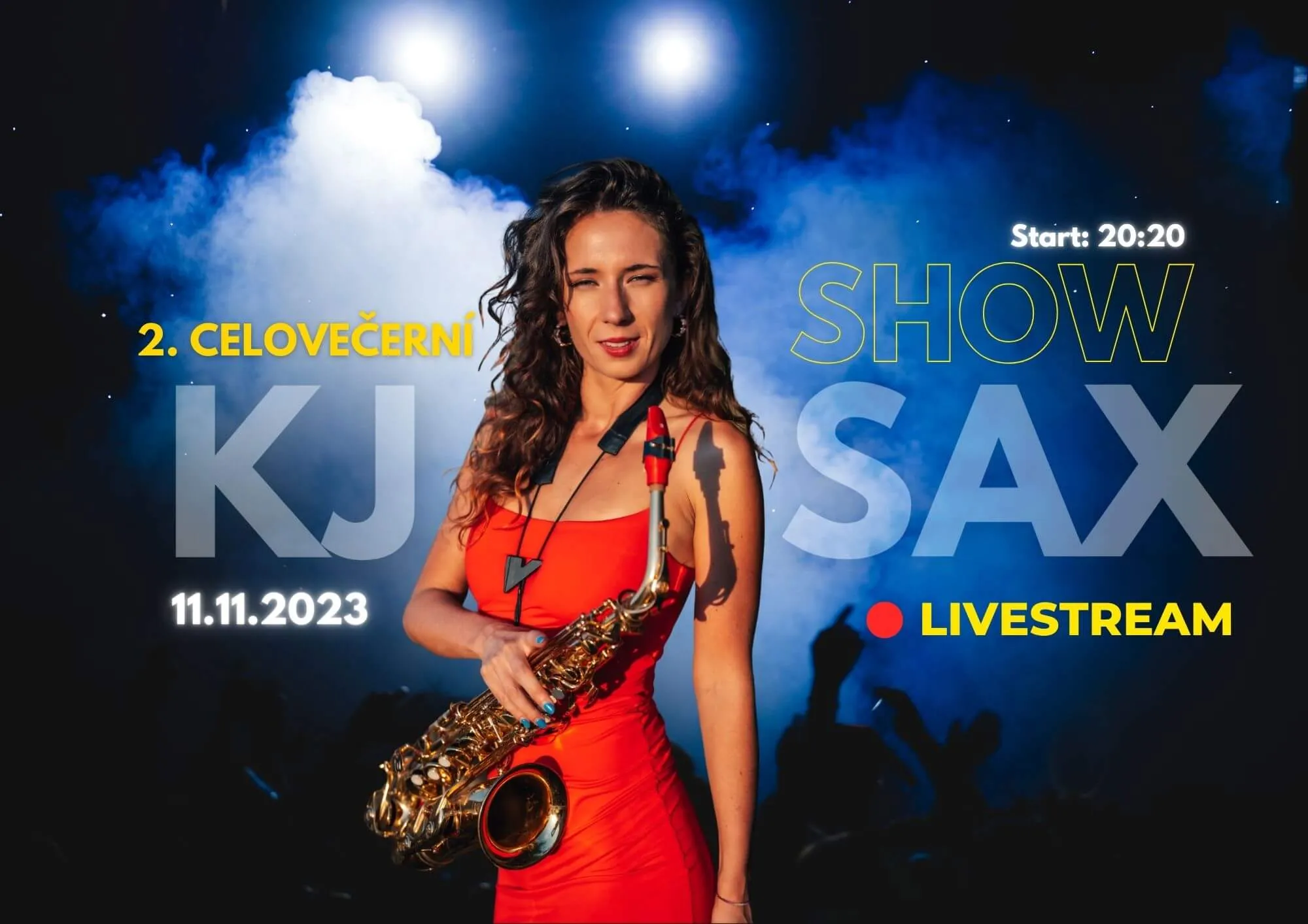Saxofonistka KJ Sax během koncertu snímaného kamerami Forpix Live