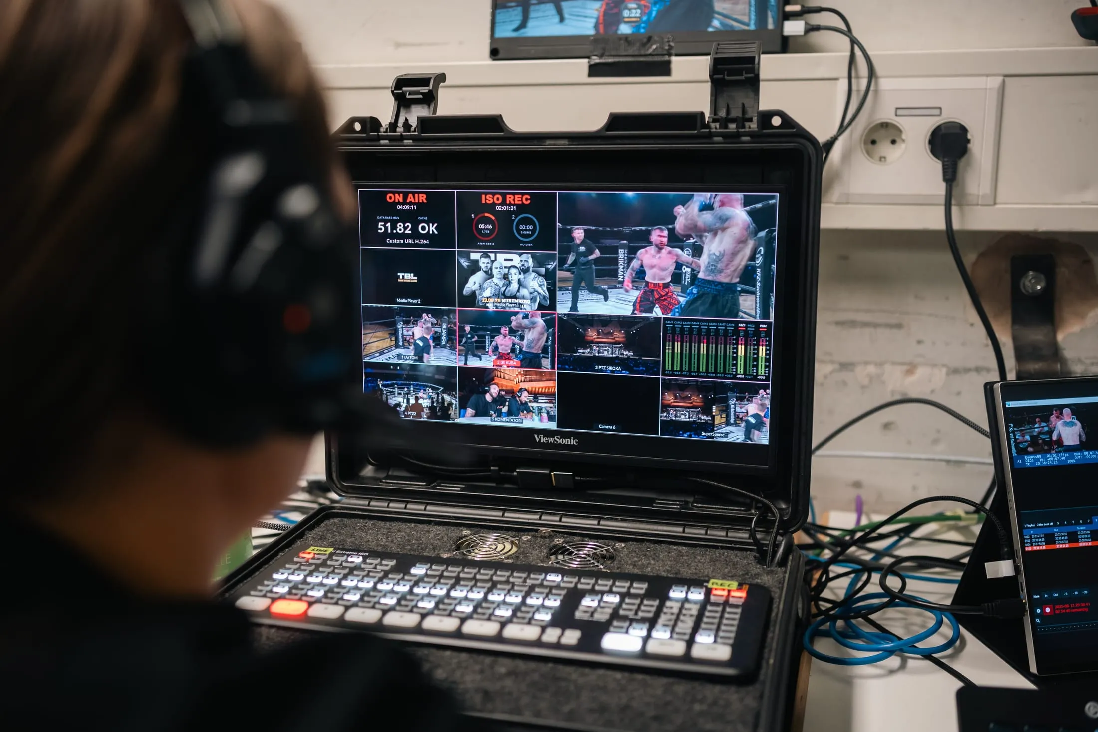 Multiview s indikací ON AIR a paralelním záznamem každé kamery